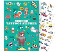 SUGERU® 100+ Tatouage Enfant(12Feuilles),Doux pour la peau Tatouage ephemere enfant fille garçon Cadeau,Pinata anniversaire,Tatouage ephemere//Ingrédients naturels-encre d'extrait de soja (MixⅡ)