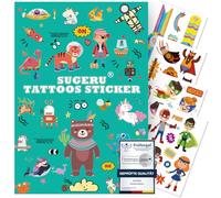 SUGERU® 100+ Tatouage Enfant(12Feuilles),Doux pour la peau Tatouage ephemere enfant fille garçon Cadeau,Pinata anniversaire,Tatouage ephemere//Ingrédients naturels-encre d'extrait de soja (MixⅣ)