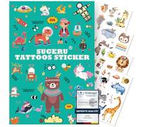 SUGERU® 100+ Tatouage Enfant(12Feuilles),Doux pour la peau Tatouage ephemere enfant fille garçon Cadeau,Pinata anniversaire,Tatouage ephemere//Ingrédients naturels-encre d'extrait de soja (Animal)