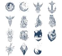 Sugeru 15 Feuilles Super Durable Tatouage Temporaire, 2 Semaines - l'original | Résistant à l'eau + Vegan + Nouvelle Tech | Faux Tatouage, Tatouage Ephemere Femme, Tatoo Temporaire (C8)
