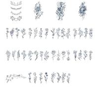 Sugeru 15 Feuilles Super Durable Tatouage Temporaire, 2 Semaines - l'original | Résistant à l'eau + Vegan + Nouvelle Tech | Faux Tatouage, Tatouage Ephemere Femme, Tatoo Temporaire (C7)