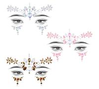 SUGERU®7pcs Butterfly Face Art & Tattoo Stickers-Papillon,autocollants amovibles pour le visage,tatouages temporaires,peinture faciale pailletée (Pierres scintillantes visage-3pcs-B)