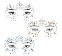 SUGERU®7pcs Butterfly Face Art & Tattoo Stickers-Papillon,autocollants amovibles pour le visage,tatouages temporaires,peinture faciale pailletée (Pierres scintillantes visage-3pcs-A)