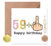 Sugeru® Cadeaux en argent 60 ans Emballage de carte de vœux avec enveloppes | Carte d'anniversaire amusante, 59 + 1 cadeau en argent | Cadeau de confirmation pour 60e anniversaire homme femme (60e