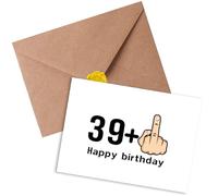 Sugeru Carte d'anniversaire pour 40 ans, amusantes, avec enveloppe, durable, pour femme, homme, 39 + 1 doigts, carte de vœux personnalisée, cadeaux d'anniversaire (40)