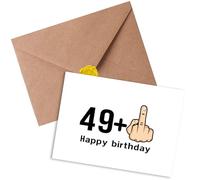 Sugeru Carte d'anniversaire pour 50 ans, amusantes, avec enveloppe, durable, pour femme, homme, 49 + 1 doigts, carte de vœux, anniversaire personnalisé, cadeaux d'anniversaire (50)
