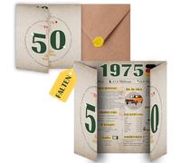 Sugeru Carte d'anniversaire spéciale 50 ans avec enveloppe | Cadeau millésime 1975 | 50e anniversaire femme homme | Décoration de cinquantième anniversaire amusante, Excellente idée cadeau, Chronique