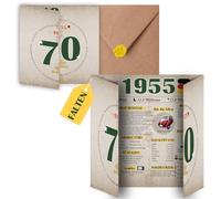 Sugeru Carte d'anniversaire spéciale 70 ans avec enveloppe | Cadeau de 1954 ans pour femme et homme | Soixantième décoration d'anniversaire drôle, excellente idée de cadeau, chronique, carte, jubilé