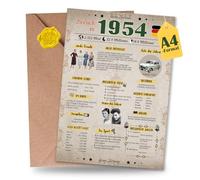 Sugeru Carte d'anniversaire spéciale 71 ans avec enveloppe - Cadeau de 1954 ans pour femme et homme - Soixantième décoration d'anniversaire drôle - Excellente idée de cadeau, chronique, carte