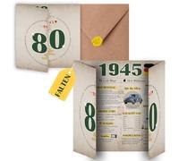 Sugeru Carte d'anniversaire spéciale 80 ans avec enveloppe | Cadeau de 1945 ans | 80e anniversaire femme homme | Soixtième décoration d'anniversaire drôle, excellente idée de cadeau, chronique, carte