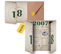 Sugeru Carte d'anniversaire spéciale avec enveloppe | Cadeau d'anniversaire pour femme et homme | Décoration d'anniversaire amusante, excellente idée de cadeau, chronique, carte, jubilé DIN A4 (2007)