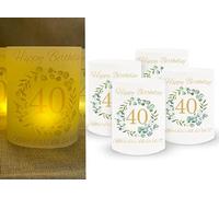 Sugeru Décoration d'anniversaire 40 ans - Lot de 16 photophores pour bougie chauffe-plat et bougies | 40e anniversaire femmes hommes | Schön dass du da bist | Photophore décoration de table | Diamètre