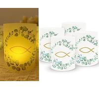 Sugeru Lot de 16 photophores décoratifs de table d'anniversaire | mariage, communion, baptême, confirmation, convient pour bougies chauffe-plat ou bougies LED | 27 x 10 cm | Décoration de baptême |