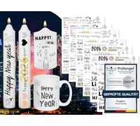 Sugeru Lot de 6 tatouages bougies de Noël (plus de 200 motifs) - Impression par transfert à l'eau - Film autocollant pour bougies de Noël - Décoration de bougies - Pâques - Bougies de l'Avent