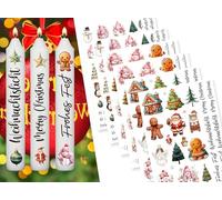 Sugeru Lot de 6 Tatouages de Noël (Plus de 200 Motifs) - Format A5, Impression par Transfert d'Eau | Film Coulissant pour Bougie | Autocollant de Noël | Décoration de Pâques, Bougie de l'Avent