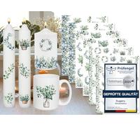 Sugeru® Lot de 6 Tatouages pour Bougies - Plus de 200 Motifs, Impression par Transfert d'Eau, Film Coulissant, Autocollants pour Décoration, Dictons Happy