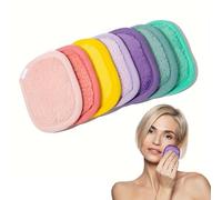Sugeru Lot de 7 tampons démaquillants en flanelle lavables avec sac à linge, tampons de coton réutilisables, doux pour la peau, lingettes démaquillantes pour tous les types de peau (lot de 7 couleurs)