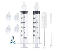 SUGERU® Seringue Nasale bebe,Mouche bebe avec Embouts de remplacement en silicone et brosse de nettoyage,Portable pipette nez bébé-sans BPA, Sécurité pipette nez bébé,aspirateur nasal -10ml(2pièces)