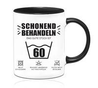 Sugeru® Tasse - 60 ans d'anniversaire pour femme avec inscription en allemand « Schonend behandeln Das gute Stück ist 60 », cadeau amusant, idée cadeau pour un anniversaire rond