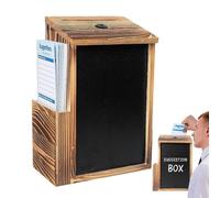 Suggestion Box | Wooden Card Drop Container with Side Slot and Lock | Offering Box with 50 Cards | for Church Classroom Wedding Workplace Home Farm Business Party Fundraising