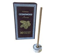 Sughandit Dhoop - Kit cadeau d'encens tibétain - 100 % naturel - 30 bâtonnets dans une boîte avec un porte-encens (bois de cèdre)