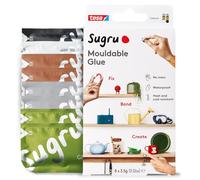 Sugru by tesa - Pâte Fixante Polyvalente à Modeler en Lot de 8 x 3.5 g - Pâte Durcissante Adhésive Polyvalente - Pour Réparer, Coller et Fixer sans Percer - Noir, Blanc, Vert, Marron et Gris