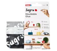 Sugru by tesa - Pâte Fixante Polyvalente à Modeler en Lot de 3 x 3.5 g - Pâte Durcissante Adhésive Polyvalente pour Décorer, Coller, Réparer, et pour Bricolage Créatif - Noir, Blanc et Gris