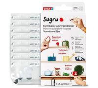 Sugru by tesa - Pâte Fixante Polyvalente à Modeler en Lot de 8 x 3.5 g - Pâte Durcissante Adhésive Polyvalente - Pour Réparer, Coller et Fixer sans Percer - Blanc