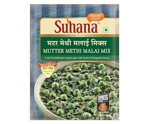 Suhana Mère Methi Malai Mix 6 x 50 g - Mélange prêt à l'emploi plat indien - Végétarien et crémeux - Mélange d'épices avec fenugrec et pois avec Kajal