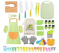 Suhctuptx Lot de 50 couteaux de cuisine pour enfants avec planche à découper, couteaux froissés, planche de conversion des aliments et outils de nettoyage