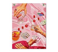 SUHEFAFA Peinture par numéros pour adultes - Poker Peinture par numéros Diy pour adultes, toile en peinture acrylique et kit de 3 pinceaux Cadeau pour la décoration de la maison Sans cadre (40×50cm)