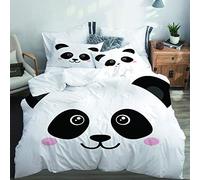 SUHETI Parure de lit Adulte,Housse de Couette,Visage Mignon de Panda,1 Housse de Couette 140 x 200cm + 2 Taies d'Oreillers 50 x 75cm
