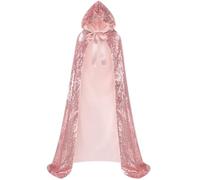 Suhine Costume de Mardi Gras à paillettes - Cape à capuche - Costume de princesse brillante - Cape de sirène pour cosplay, fête dieu femme, rose, 160 cm