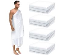 Suhine Lot de 4 vêtements Ihram Ihram Ehram pour Hajj et Omra Islamique Ihram Vêtements pour homme Umra Blanc Hajj Cadeaux 105 x 200 cm, blanc, about 41.3 x 82.7 inches