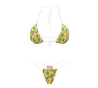 Suhoaziia Ensemble de bikini sexy pour femme avec string brésilien, Ananas tropical., M