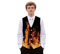Suhoaziia Gilet habillé pour homme - Coupe ajustée - Style décontracté - Blazer de travail - Avec poches, Flamme de feu, 4XL