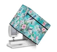 Suhoaziia Housse de protection universelle pour machine à coudre Singer, Brother et Janome avec poches, Imprimé oiseaux et fleurs, Trousse de beauté