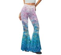 Suhoaziia Legging évasé pour femme, pantalon de yoga croisé avec contrôle du ventre, taille haute et jambe large, Balance sirène., S