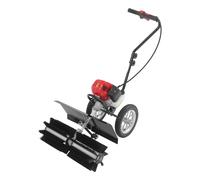 SuhoFutus 43CC Balayeuse à essence 1,7 hp 2 temps 8500 tr/min Brosse à essence manuelle Balai Balayeuse pour l'extérieur, jardin, allée, herbe à gazon, avec garde-boue, balayeuse à neige