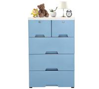 SuhoFutus Armoire de Rangement en Plastique à 6 étages pour tiroirs, multifonctionnelle, avec Quatre Roues, Armoire Mobile, avec Serrure, 50 x 35 x 102 cm, Bleue + White and Pink + White