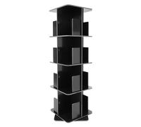 SuhoFutus Bibliothèque pivotante à 4 niveaux - Étagère de rangement rotative à 360 ° - Peu encombrante - Noire - Pour salon, bureau - 40 x 40 x 128 cm