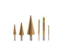 SuhoFutus Lot de 6 forets en acier rapide - 3 forets étagés (4 à 32 mm) et 3 forets hélicoïdaux - Résistant à l'usure - Résistant à la corrosion - Avec boîte de rangement - Pour bois, plastique