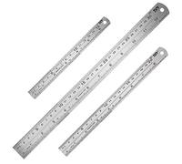 SUI-lim Règle en acier inoxydable 3 pièces Double graduation latérale Outil de mesure avec 15 cm, 20 cm, 30 cm pour dessin d'ingénierie