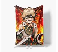 SUIBOZ MHA Midoriya Lzuku Bakugo Katsuki Couverture en flanelle douce et moelleuse Motif dessin animé Idéal pour le repos anniversaire (Bakugou Katsuki 120 cm x 150 cm)