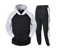 SUIBOZ Survêtement athlétique 2 pièces à capuche pour homme, survêtement athlétique décontracté pour course à pied, jogging, sport (blanc, XL)