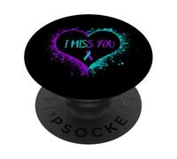 Suicide Awarenss Ruban en Forme de cœur avec Inscription « I Miss You » PopSockets PopGrip Adhésif