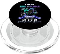 Suicide Prevention Awareness Wear Teal Purple for My Sister PopSockets PopGrip pour MagSafe