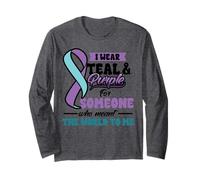 Suicide Prevention Wear Teal Purple Someone Meant The World Manche Longue