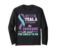 Suicide Prevention Wear Teal Purple Someone Meant The World Manche Longue
