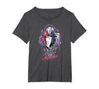 Suicide Squad Harley Quinn Bad Girl T-Shirt, Femme Grandes Tailles, Chiné Foncé, 4X